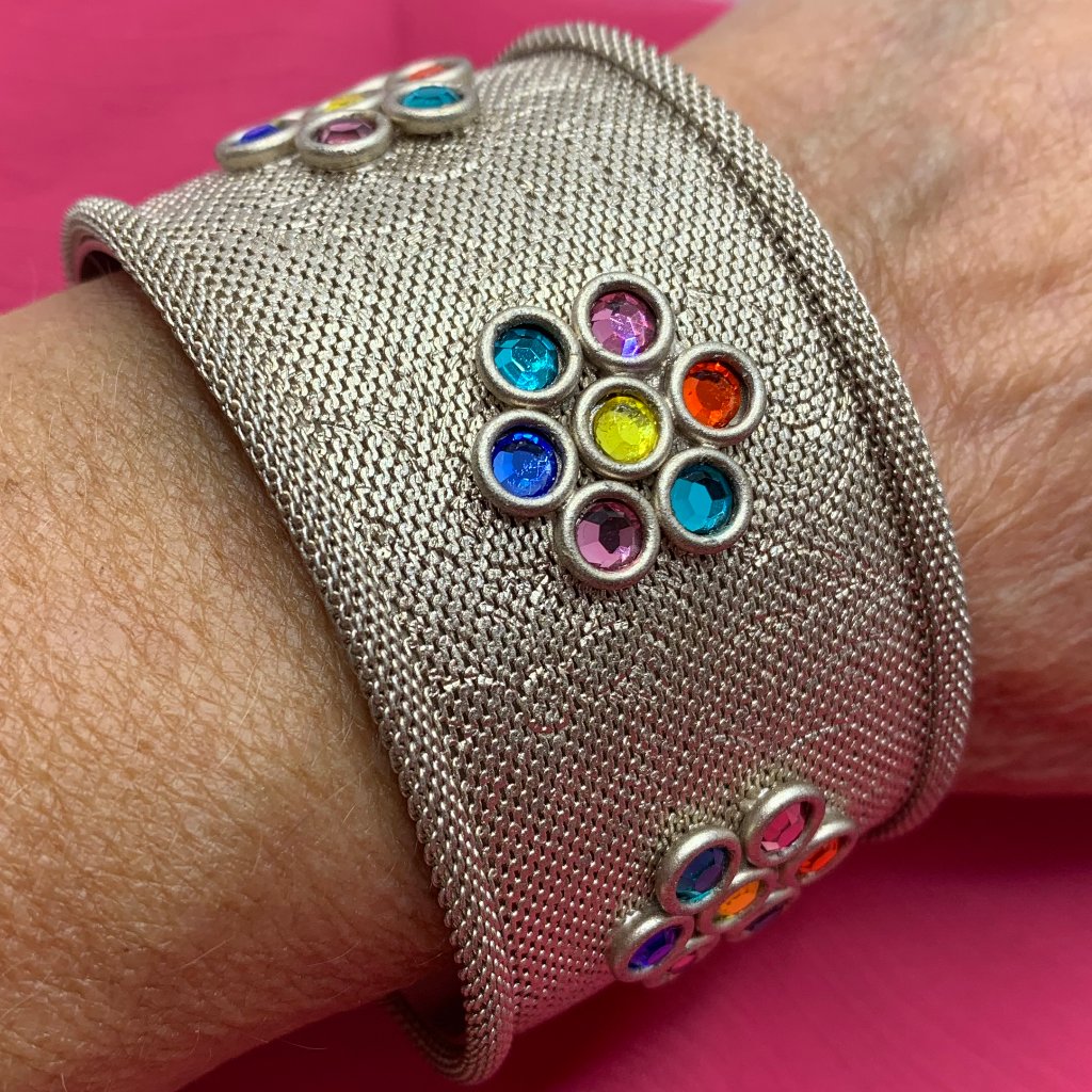 Artisan Metalworks With Crystals Cuff Bracelet Nwt